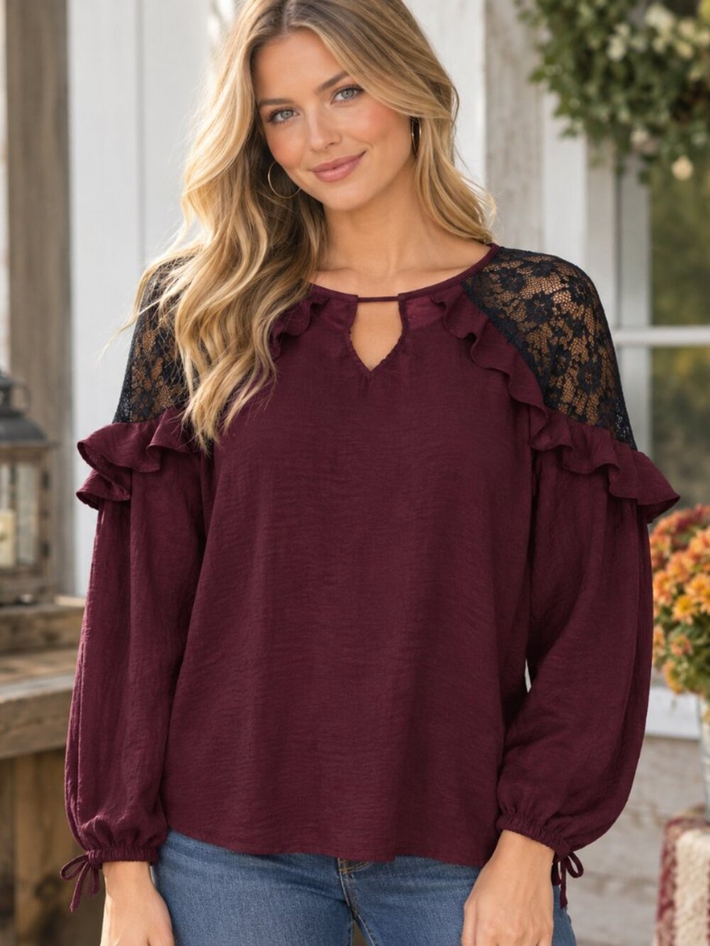 Maurices 2 Womens Top Blouse Whimsygoth Witchy Dark Fairy Ruffles Sheer Shoulder
